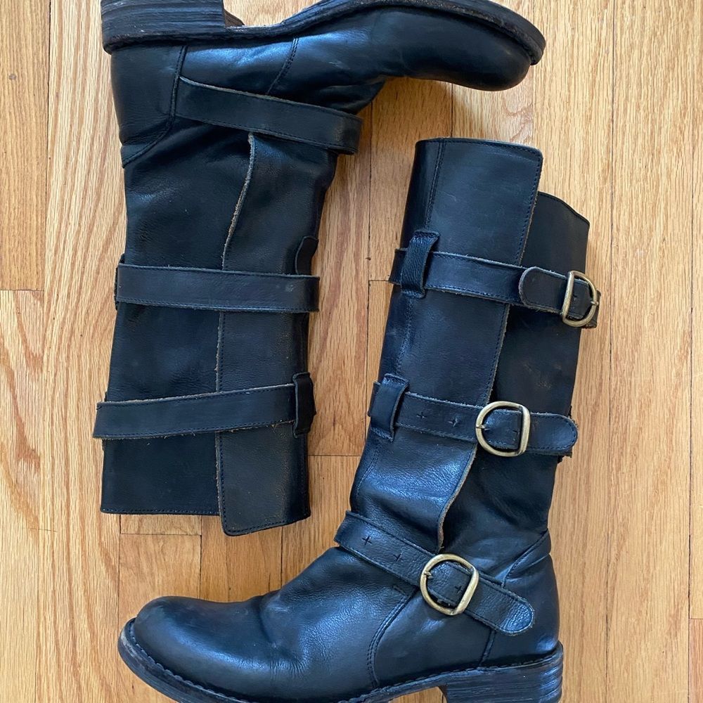 Fiorentini + Baker Black Leather Moto Boots